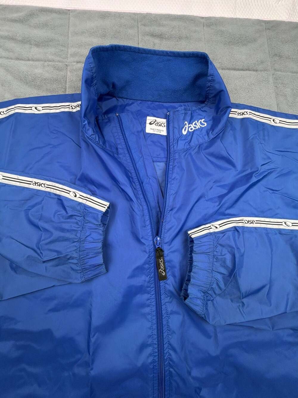 Vintage Asics Blue Track Windbreaker Jacket Mens Size XXL